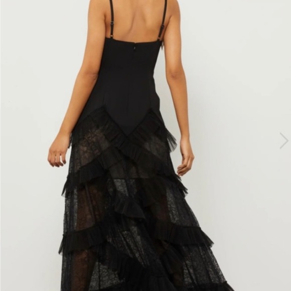 BCBG RUFFLE & LACE SKIRT EVENING GOWN, SIZE 8 - Picture 3 of 7